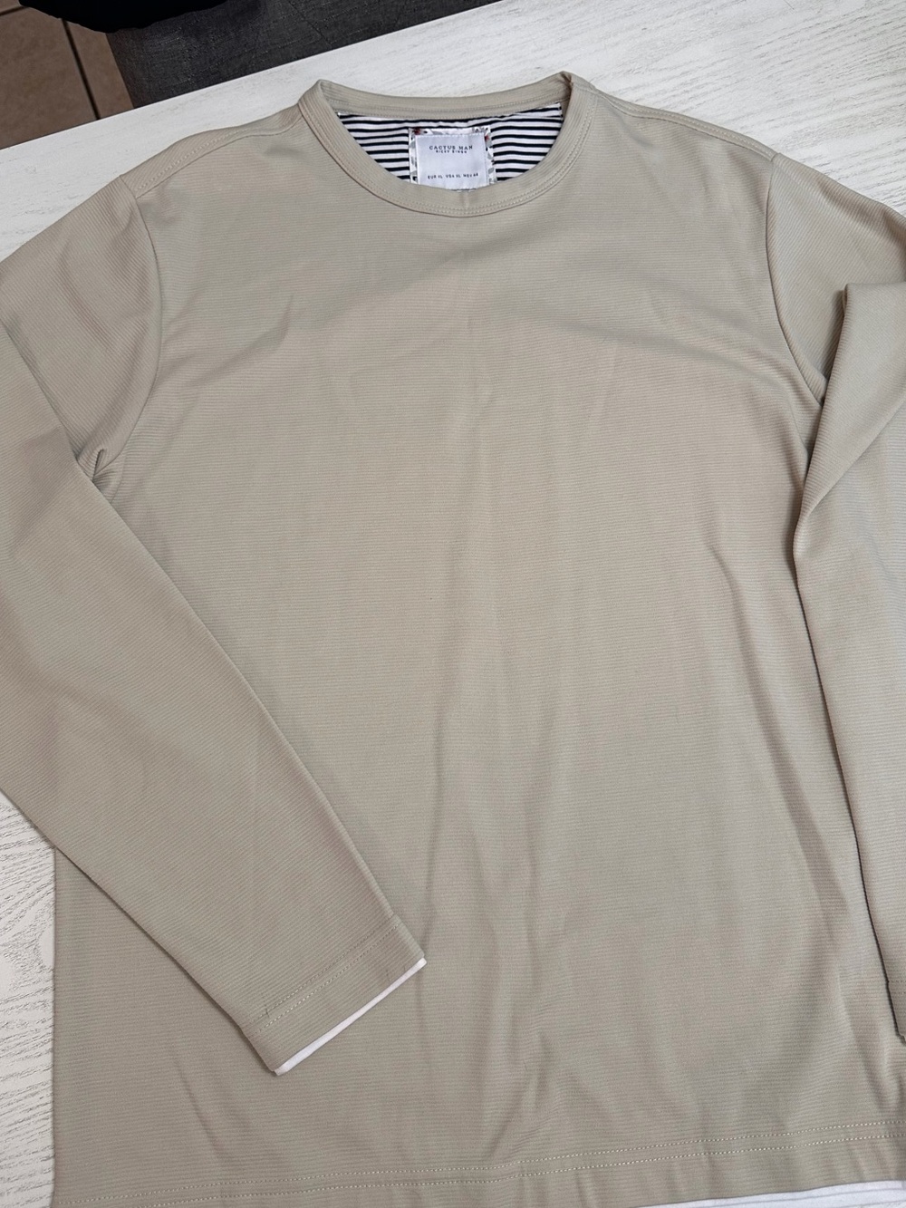 Long Sleeve Crewneck Shirt in Sand - Casual Everyday Top